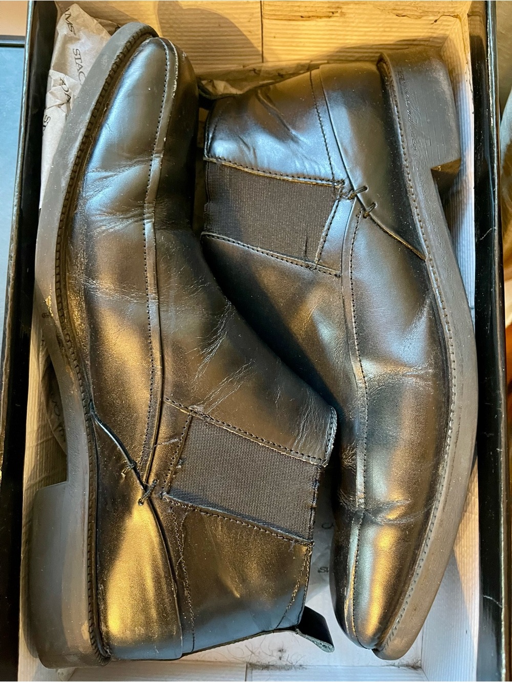Stacy Adams Men’s Edison Blk Leather Boot Shoes SZ 11